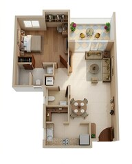 Floor plan of 1 BHK 912 Sq. Ft. Apartment in Ashiana Swarang, Chennai