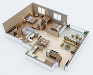 Floor plan of 2 BHK 1227 Sq. Ft. Apartment in Ashiana Swarang, Chennai