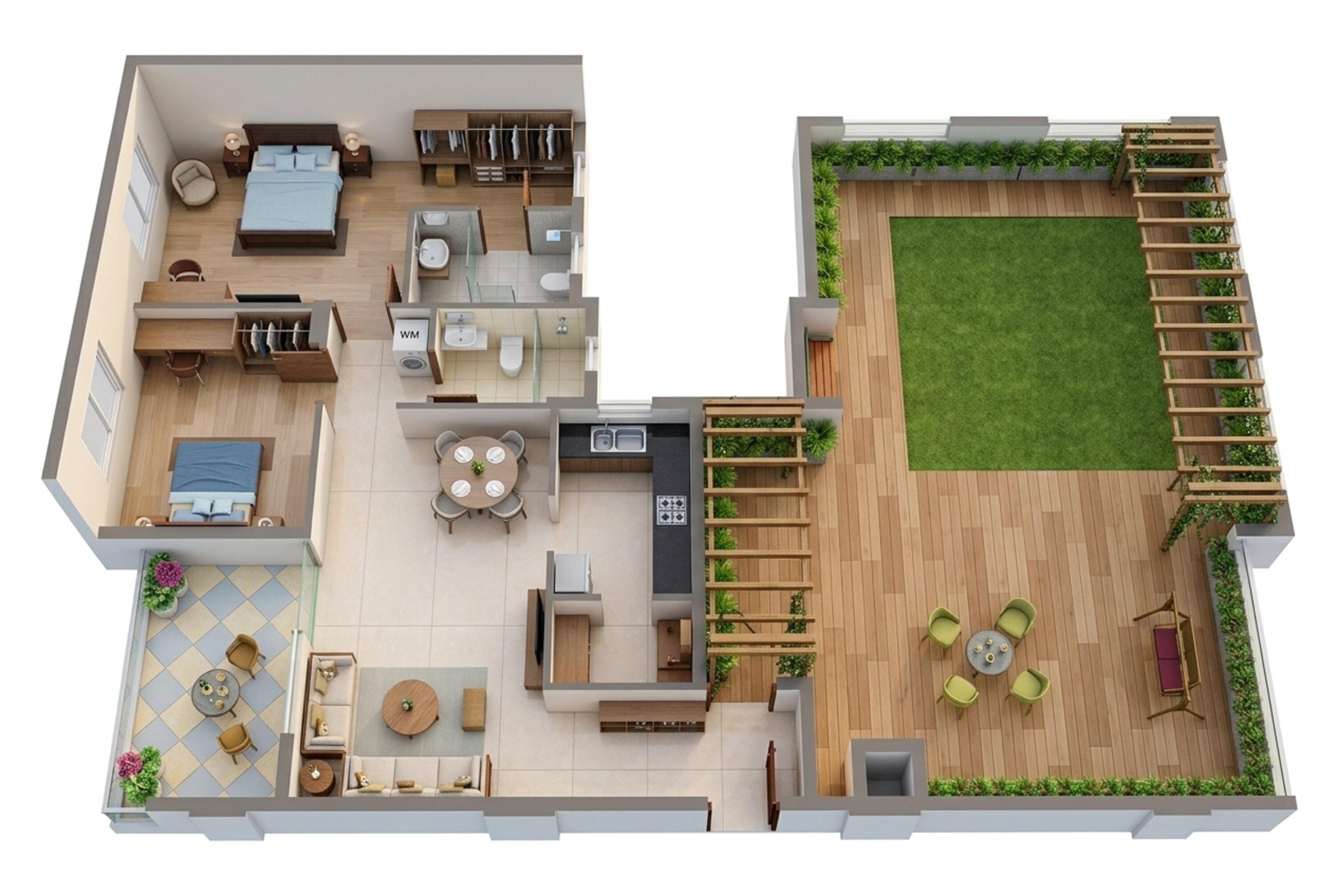 Floor plan of 2 BHK 1311 Sq. Ft. Penthouse in Ashiana Swarang, Chennai