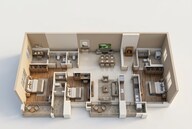 Floor plan of 3 BHK 1450 Sq. Ft. Apartment in L And T The Gateway, Mumbai
