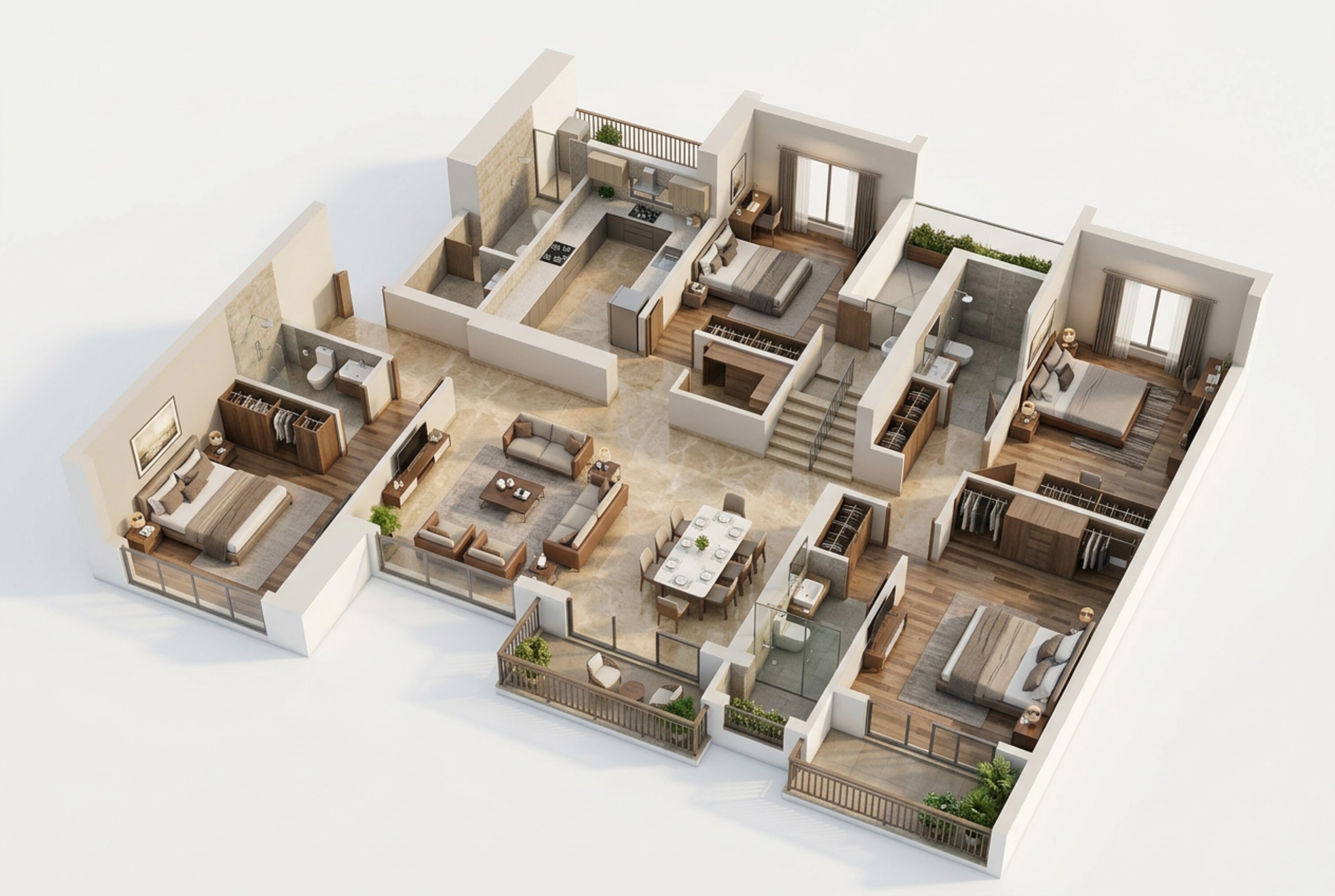 Floor plan of 4 BHK 1950 Sq. Ft. Apartment in L And T The Gateway, Mumbai