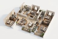 Floor plan of 4 BHK 1950 Sq. Ft. Apartment in L And T The Gateway, Mumbai