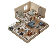 Floor plan of 1 BHK 891 Sq. Ft. Apartment in Ashiana Vatsalya, Chennai