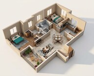 Floor plan of 2 BHK 1248 Sq. Ft. Apartment in Ashiana Vatsalya, Chennai