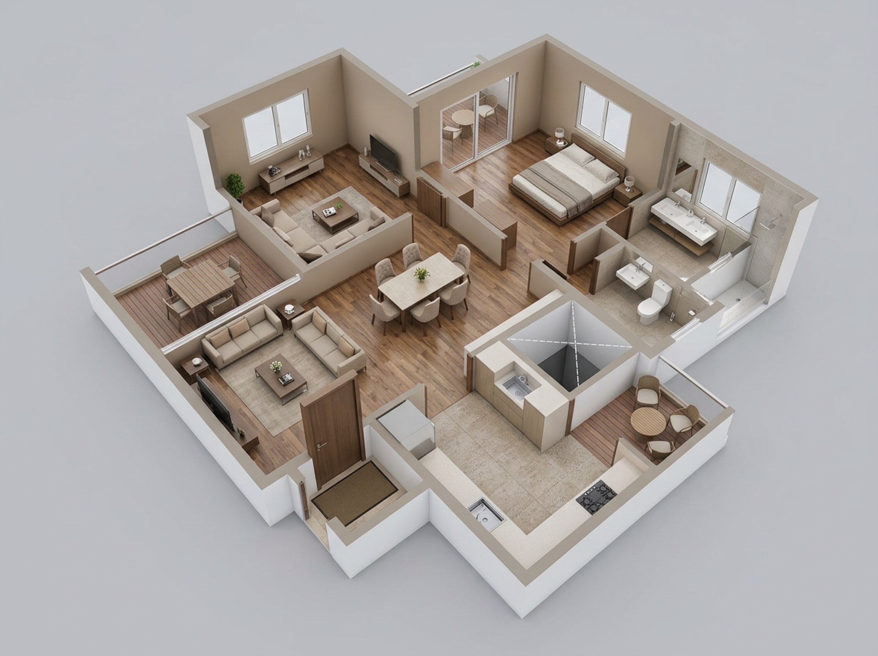 Floor plan of 2 BHK 796 Sq. Ft. Apartment in Kohinoor Uptown Avenue, Pune