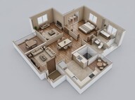 Floor plan of 2 BHK 796 Sq. Ft. Apartment in Kohinoor Uptown Avenue, Pune