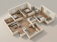 Floor plan of 3 BHK 982 Sq. Ft. Apartment in Kohinoor Uptown Avenue, Pune