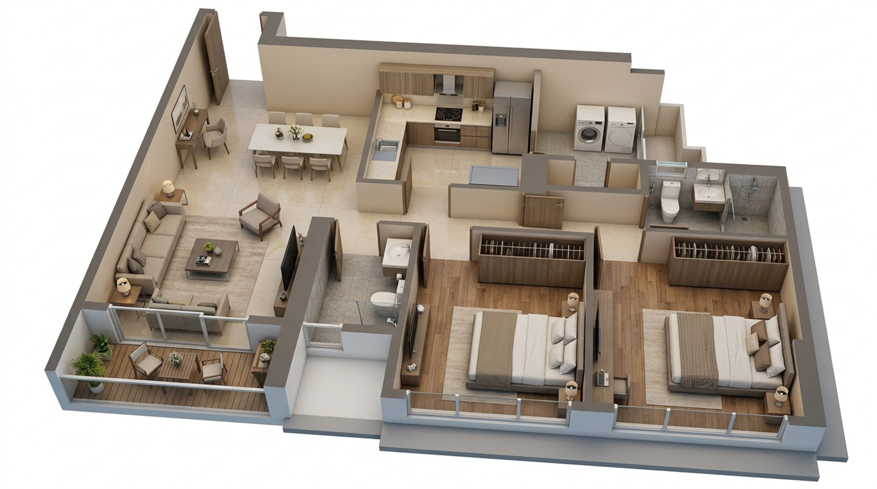 Floor plan of 2 BHK 853 Sq. Ft. Apartment in Godrej Vistas, Mumbai