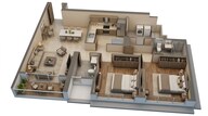 Floor plan of 2 BHK 853 Sq. Ft. Apartment in Godrej Vistas, Mumbai