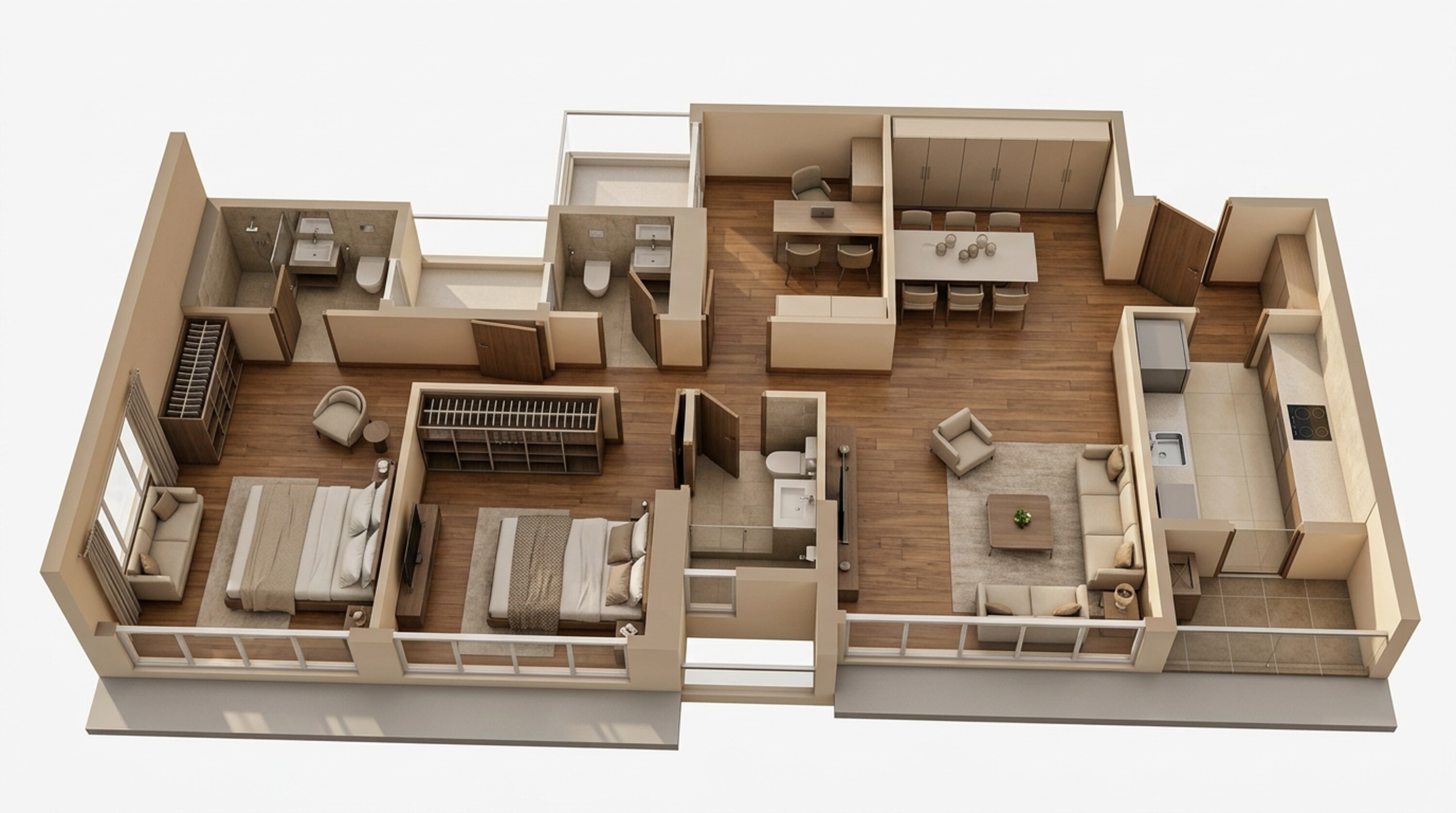 Floor plan of 3 BHK 985 Sq. Ft. Apartment in Godrej Vistas, Mumbai
