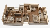 Floor plan of 3 BHK 985 Sq. Ft. Apartment in Godrej Vistas, Mumbai