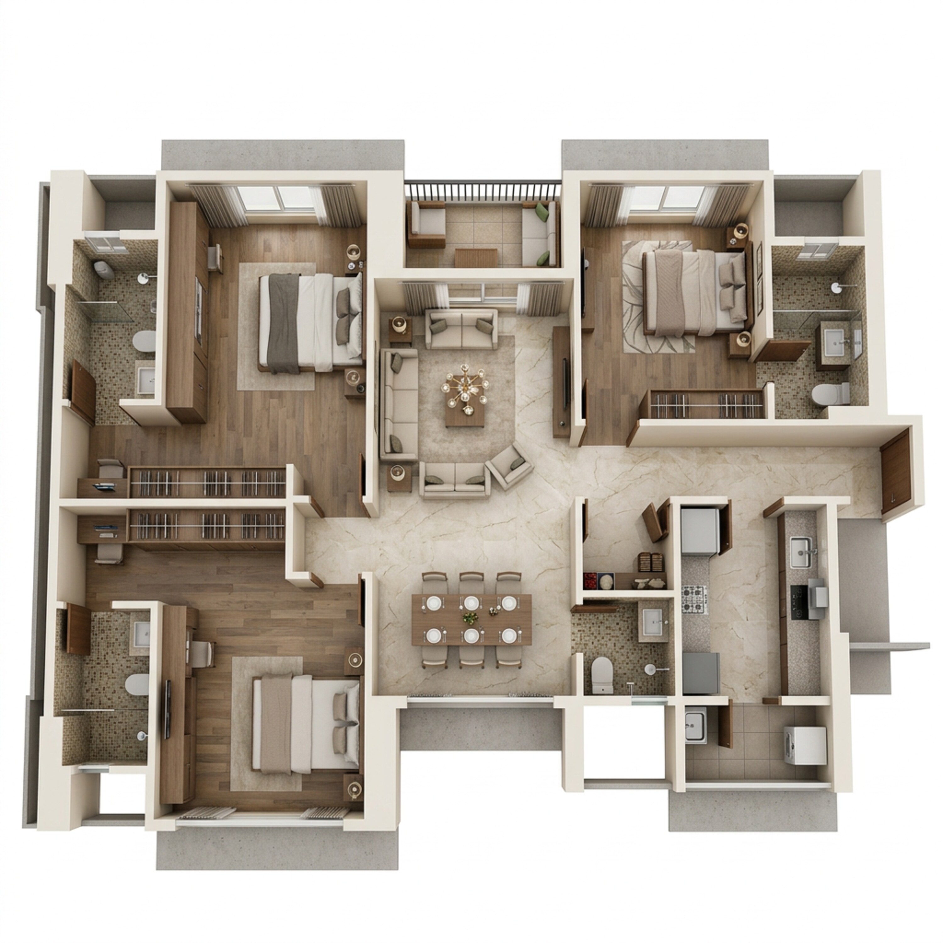 Floor plan of 3 BHK 1196 Sq. Ft. Apartment in Godrej Vistas, Mumbai