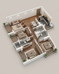 Floor plan of 3 BHK 1105 Sq. Ft. Apartment in Adani Airica, Mumbai