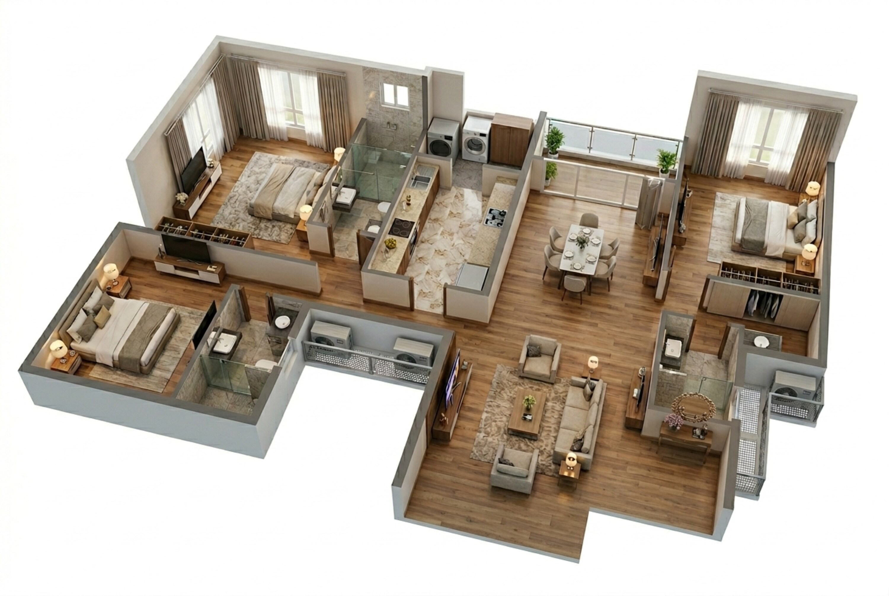 Floor plan of 3 BHK 2053 Sq. Ft. Apartment in Casagrand Suncity, Chennai