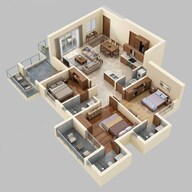 Floor plan of 3 BHK 1513 Sq. Ft. Apartment in Kolte Patil Lakeside 24, Bangalore