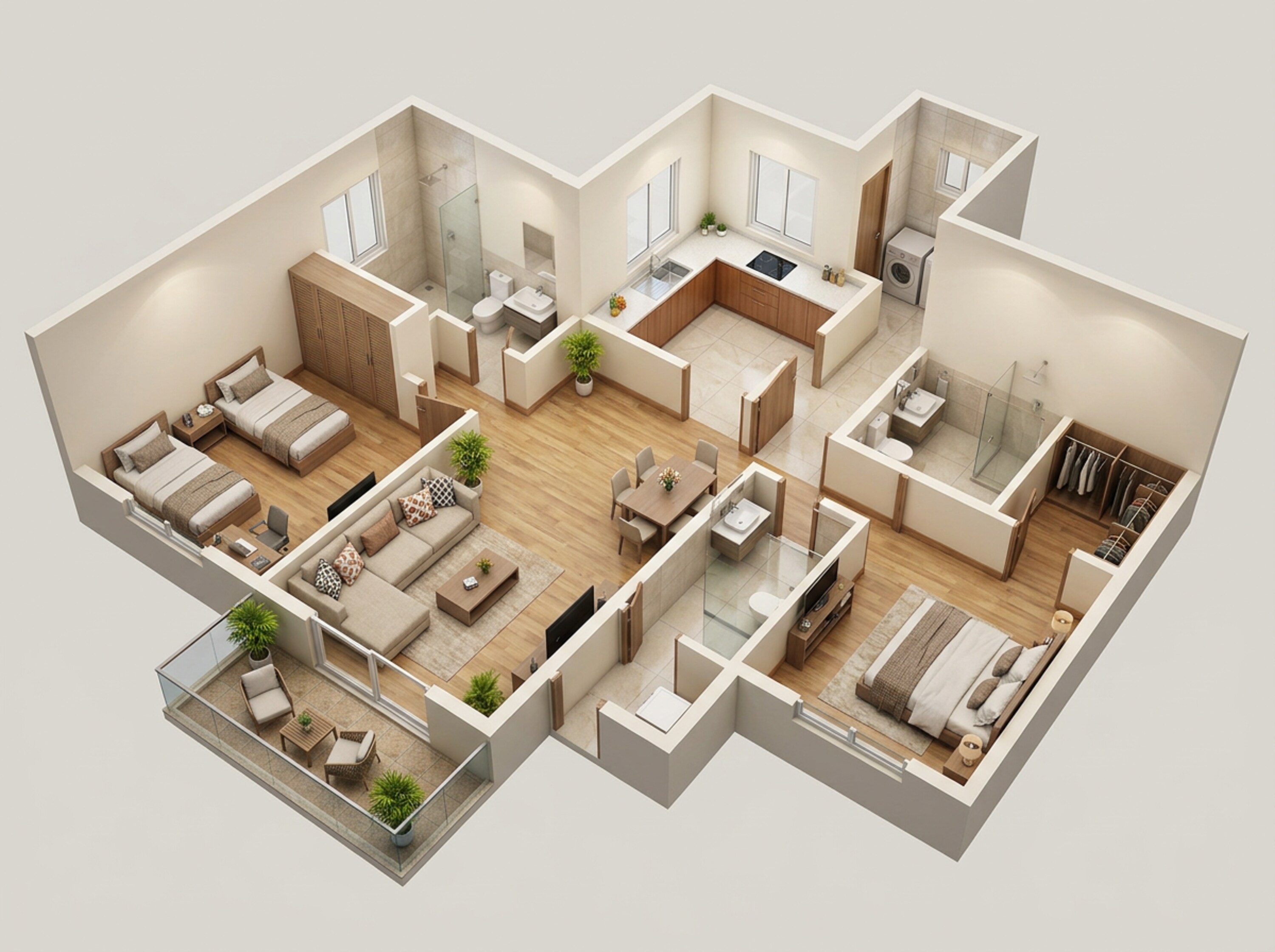 Floor plan of 2 BHK 867 Sq. Ft. Apartment in Mahindra IvyLush, Pune