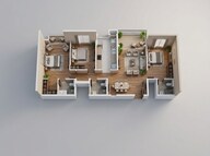 Floor plan of 3 BHK 1115 Sq. Ft. Apartment in Mahindra IvyLush, Pune