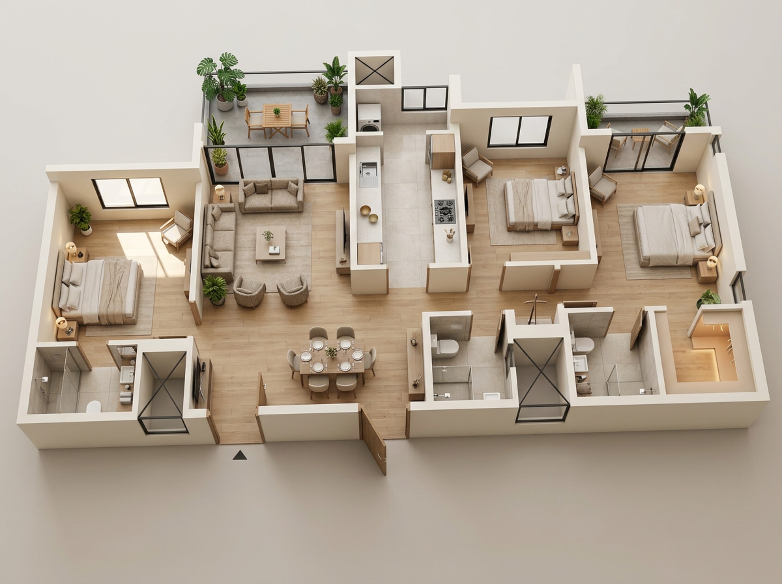 Floor plan of 3 BHK 1237 Sq. Ft. Apartment in Mahindra IvyLush, Pune