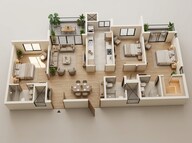 Floor plan of 3 BHK 1237 Sq. Ft. Apartment in Mahindra IvyLush, Pune
