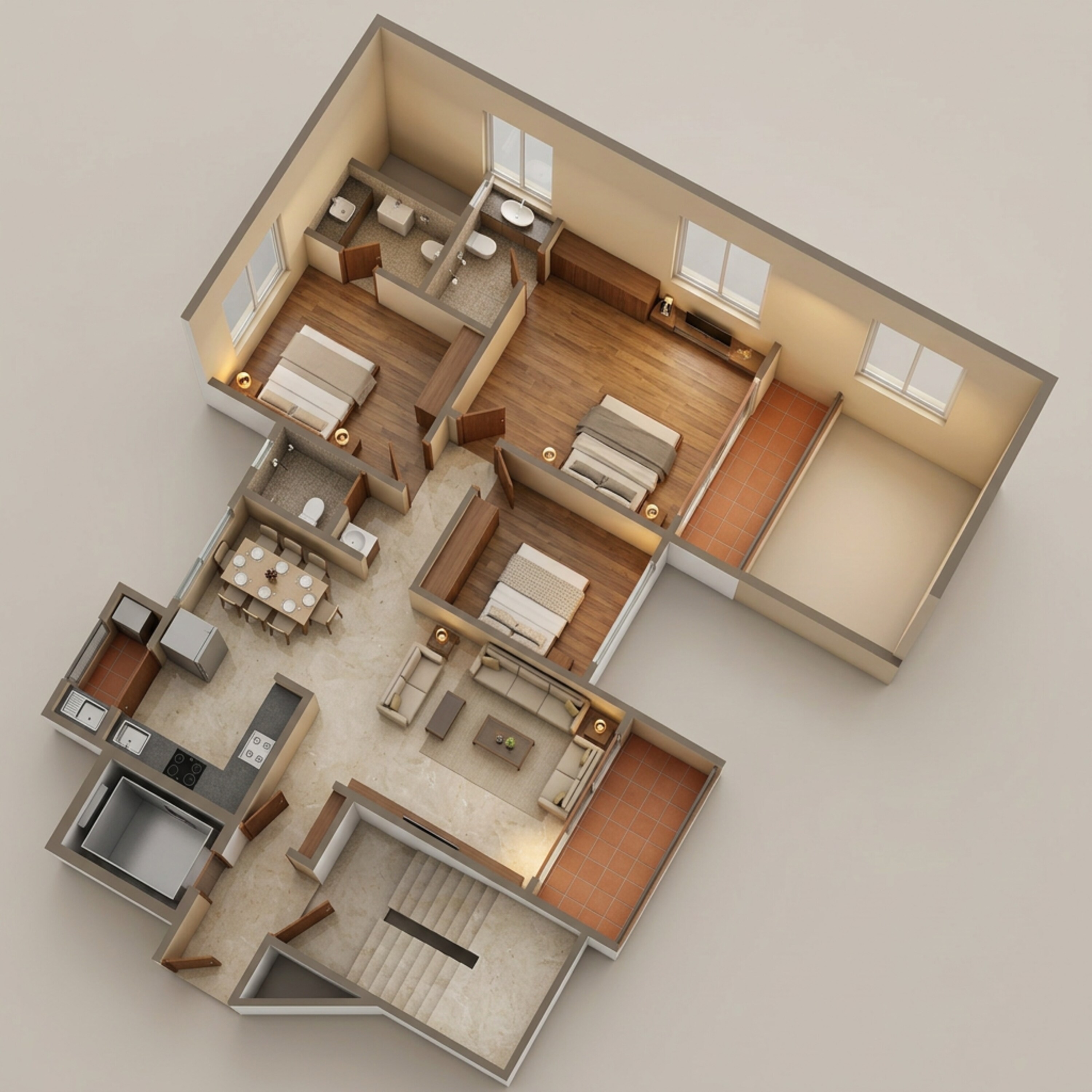 Floor plan of 3 BHK 1230 Sq. Ft. Apartment in Saheel ITrend, Pune