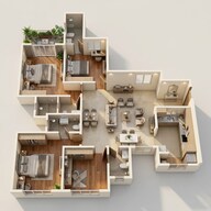 Floor plan of 3 BHK 1199 Sq. Ft. Apartment in Saheel ITrend, Pune