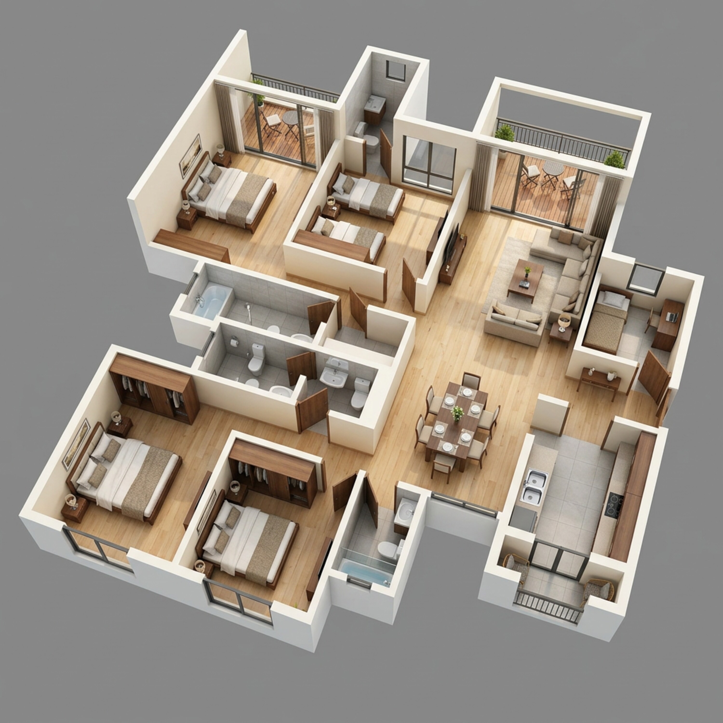 Floor plan of 4 BHK 1736 Sq. Ft. Apartment in Saheel ITrend, Pune