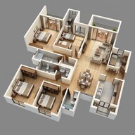 Floor plan of 4 BHK 1736 Sq. Ft. Apartment in Saheel ITrend, Pune