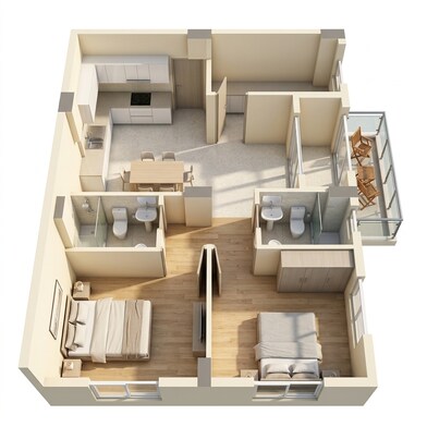 Floor plan of 2 BHK 771 Sq. Ft. Apartment in Skyline Imperia, Kolkata