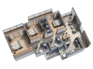 Floor plan of 3 BHK 1676 Sq. Ft. Apartment in Godrej Zenith, Gurgaon