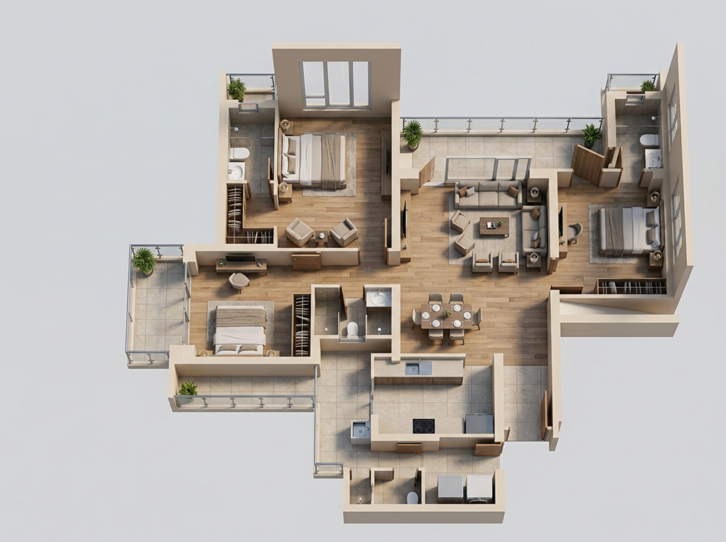 Floor plan of 3 BHK 2211 Sq. Ft. Apartment in Godrej Zenith, Gurgaon
