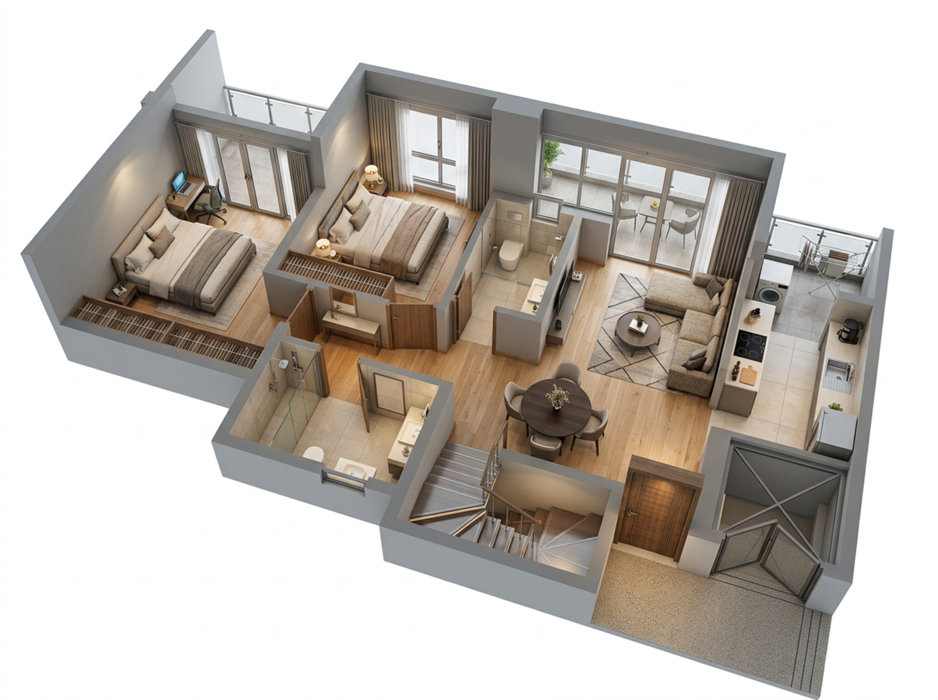 Floor plan of 2 BHK 1266 Sq. Ft. Apartment in Godrej Zenith, Gurgaon
