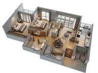 Floor plan of 2 BHK 1266 Sq. Ft. Apartment in Godrej Zenith, Gurgaon