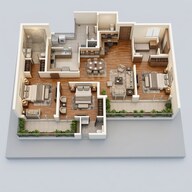 Floor plan of 3 BHK 2080 Sq. Ft. Apartment in M3M Mansion, Gurgaon
