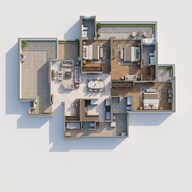 Floor plan of 3 BHK 2190 Sq. Ft. Apartment in M3M Mansion, Gurgaon