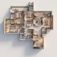 Floor plan of 4 BHK 2700 Sq. Ft. Apartment in M3M Mansion, Gurgaon