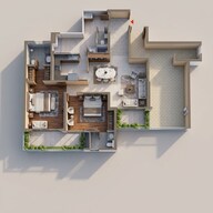 Floor plan of 2 BHK 1638 Sq. Ft. Apartment in M3M Mansion, Gurgaon