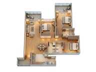 Floor plan of 3 BHK 1827 Sq. Ft. Apartment in Mahindra Zen, Bangalore