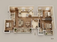 Floor plan of 3 BHK 2085 Sq. Ft. Apartment in Mahindra Zen, Bangalore
