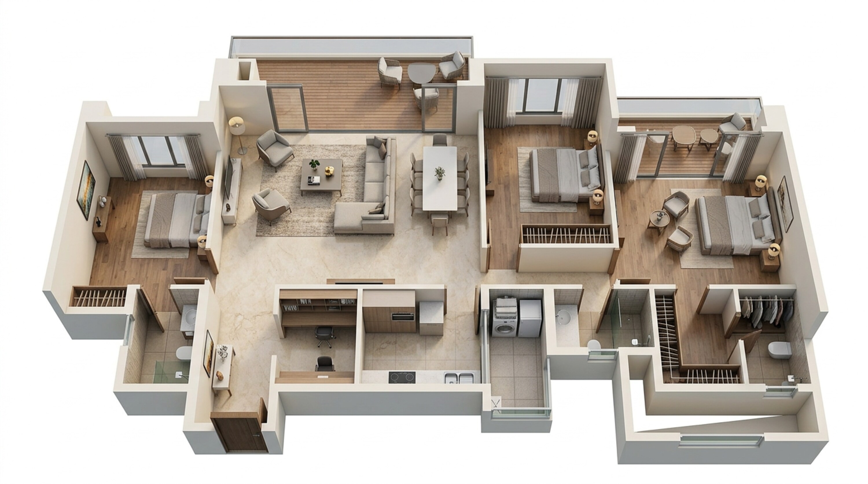 Floor plan of 3 BHK 2430 Sq. Ft. Apartment in Lodha Azur, Bangalore