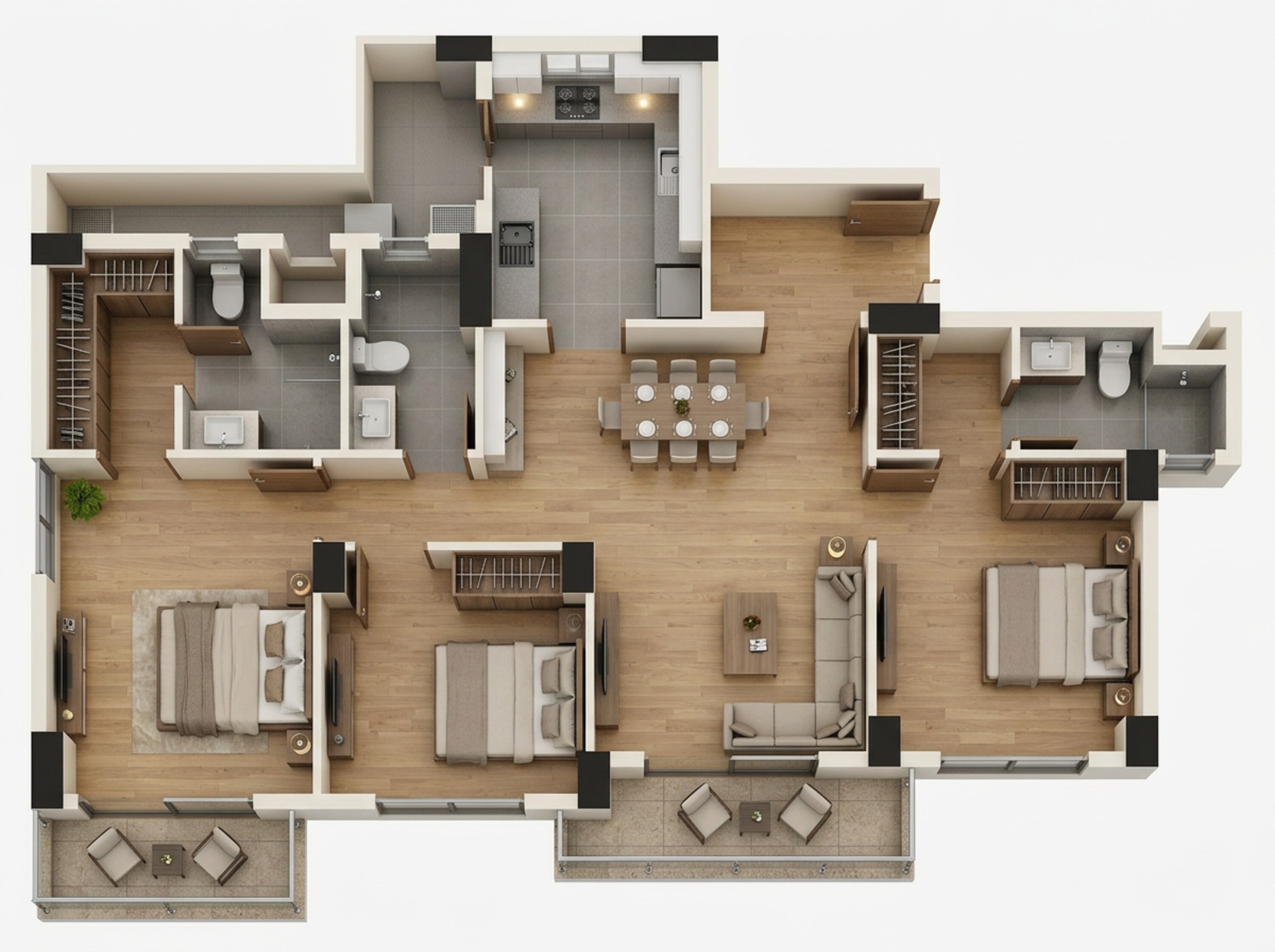 Floor plan of 3 BHK 2154 Sq. Ft. Apartment in Emaar The 88, Gurgaon