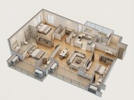 Floor plan of 3 BHK 2432 Sq. Ft. Apartment in Godrej Jardinia, Noida