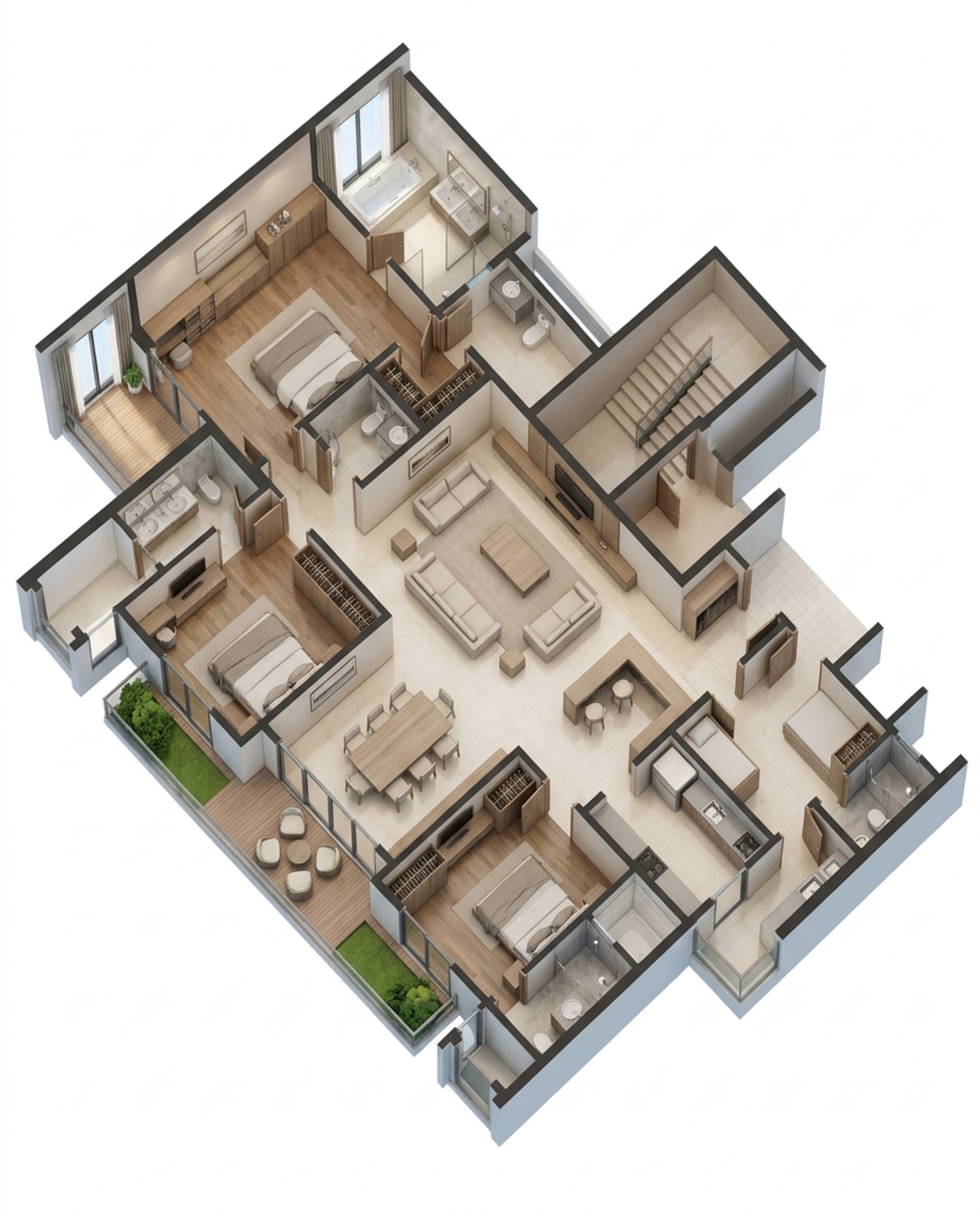 Floor plan of 3 BHK 2847 Sq. Ft. Apartment in Sobha Aranya, Gurgaon