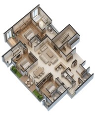 Floor plan of 3 BHK 2847 Sq. Ft. Apartment in Sobha Aranya, Gurgaon