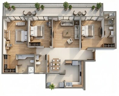 Floor plan of 3 BHK 1293 Sq. Ft. Apartment in Eldeco Trinity, Lucknow