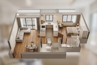 Floor plan of 1 BHK 428 Sq. Ft. Apartment in Chandak Highscape City, Mumbai
