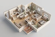 Floor plan of 2 BHK 638 Sq. Ft. Apartment in Chandak Highscape City, Mumbai