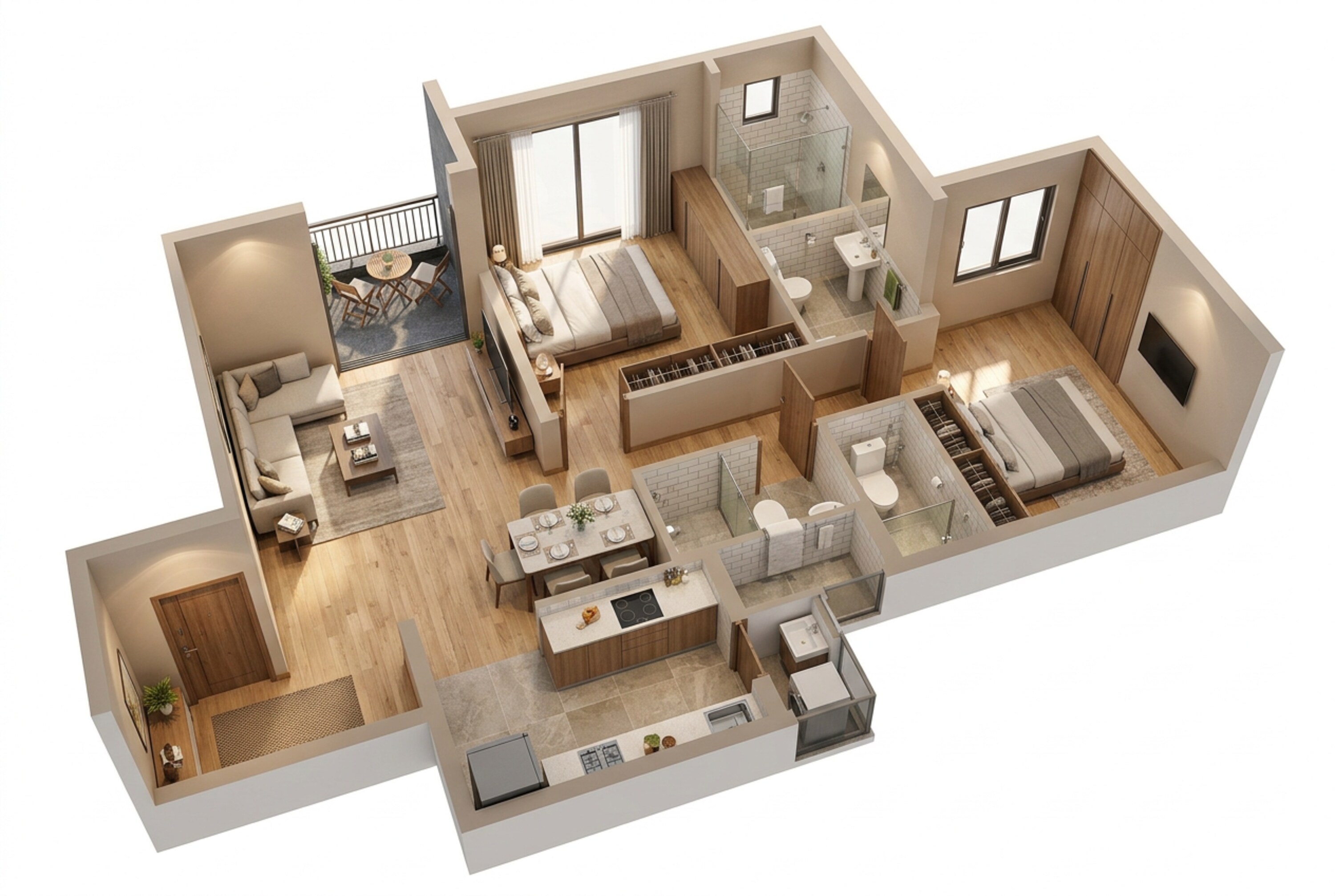 Floor plan of 2 BHK 661 Sq. Ft. Apartment in Chandak Highscape City, Mumbai