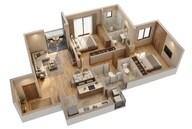 Floor plan of 2 BHK 661 Sq. Ft. Apartment in Chandak Highscape City, Mumbai