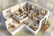 Floor plan of 3 BHK 848 Sq. Ft. Apartment in Chandak Highscape City, Mumbai
