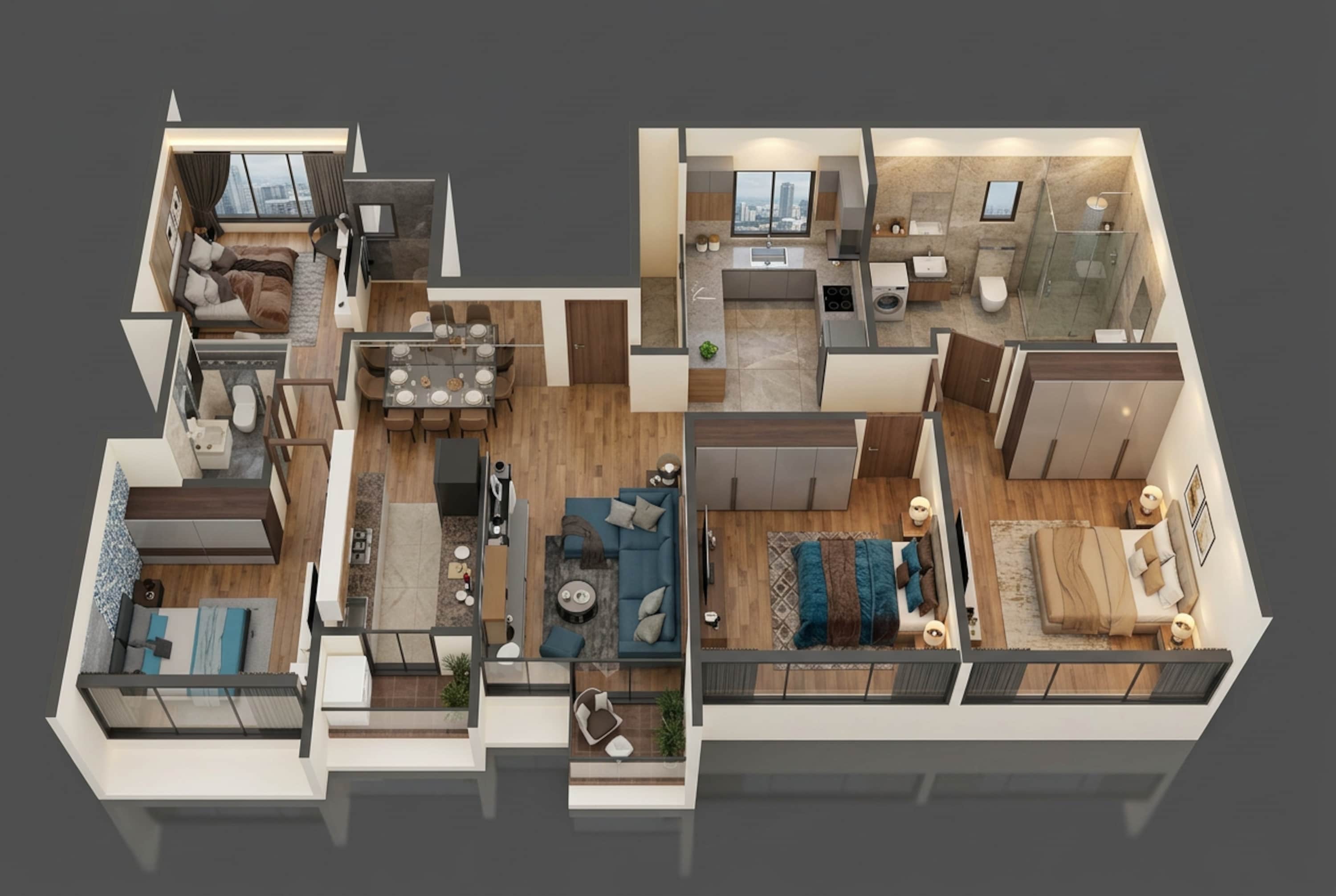 Floor plan of 2 BHK 731 Sq. Ft. Apartment in Gurukrupa Dhyanam, Mumbai